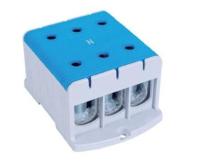 Blok rozdzielczy ‑ odgałęźny 3 ‑ polowy 35-240mm2 niebieski montaż płaski FJ-E240/3/B 1000076