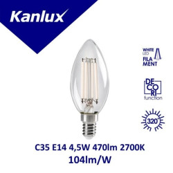 Żarówka LED E14 XLED W C35E14 4,5W-WW 470lm 2700K barwa ciepła szklana 37382