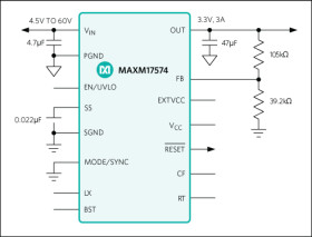 4.5V to 60V, 3A High-Efficiency, DC-DC Step-Down Power Module with Integrated Inductor