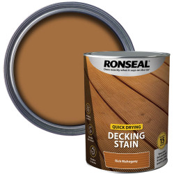 Ronseal 39083 Quick Drying Decking Stain Rich Mahogany 5 litre