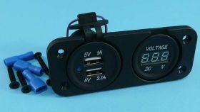 PANEL.WOLT.LED+ŁAD.USB BLUE 2xUSB 3,1A