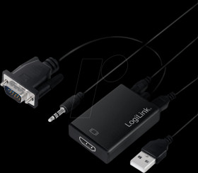 CV0060 VGA adapter, HD15/M to HDMI-A + 3.5 mm+USB, FHD, black, 0.15 m