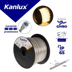 Wąż świetlny GIVRO LED 50M-WW 2W/M 110lm/m 3000K IP65 rolka 50mb Odporność UV zasilanie przelotowe 38574