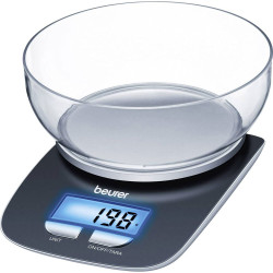 Beurer 704.15 KS25 Kitchen Scales Digital With Weighing Tray Black 3 kg Range