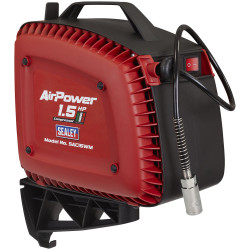 Sealey SAC15WM Wall Mount Oil Free Air Compressor 1.5hp 7m Retractable Hose Reel