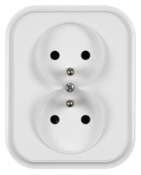 ECO Gniazdo podwójne z/u białe GPt-6C