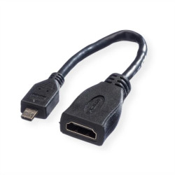 VALUE Kabel HDMI High Speed z Ethernetem, HDMI F - Micro HDMI M, 0,15 m