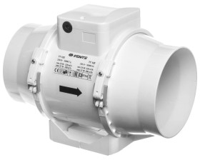 Wentylator kanałowy fi 125 230V 37W 280m3/h 37dB o przepływie mieszanym TT125
