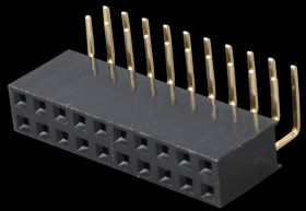 2x 10-pin socket terminal strip, angled, RM 2.54