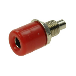 GNIAZDO BANAN 4mm CZERWONE NIKLOWANE PRZYKRĘCANE 22mm 24A 60V