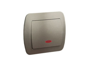 AKORD Wyłącznik pojedynczy podświetlany satyna metalik AW1L/29 KONTAKT SIMON