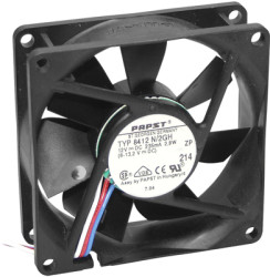 DC axial fan, 12 V, 80 x 80 x 25 mm, 58 m³/h, 26 dB, slide bearing, ebm-papst 8412 N/2GME
