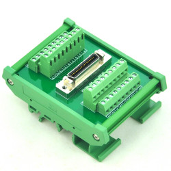 CZH-LABS DIN Rail Mount 36-pin 0.05&quot; Mini D Ribbon/MDR Female Interface Module, SCSI.