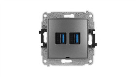 Icon Mechanizm Gniazda Podwójnego 2Xusb A-A 3.0, Bez Pola Opisowego Grafitowy...
