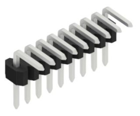 Pin header, 9 pole, pitch 1.27 mm, angled, black, 10060921