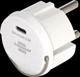 1508110010 Brennenstuhl socket adapter, USB-C, USB charger, 2.4 A, flat