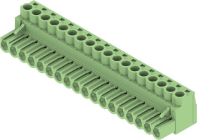 Socket header, 18 pole, pitch 5 mm, straight, green, 1410320000