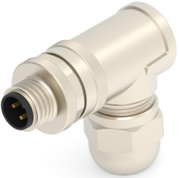 Circular connector, 3 pole, screw connection, screw locking, angled, T4113012031-000