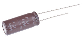 Kondensator 15μF 450V dc Radialny, Otwór przelotowy CHEMI-CON roztaw: 5mm 10 (Dia.) x 25mm