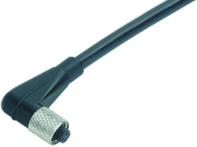 Sensor actuator cable, M5-cable socket, angled to open end, 3 pole, 2 m, PUR, black, 1 A, 79 3104 52 03