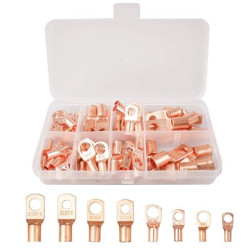 Zestaw 60szt - Konektor oczkowy miedziany nieizolowany - końcówka kablowa