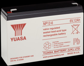 NP12-6 YUASA AGM battery, 12 Ah, 6 V, VdS