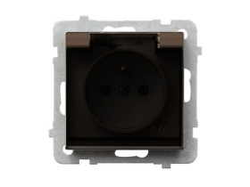 SONATA Gniazdo pojedyncze z uziemieniem IP44 czekoladowy metalik GPH-1RZ/m/40/d OSPEL