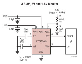 Triple Supply Monitor and µP Supervisor with Adjustable Reset and Watchdog Timer