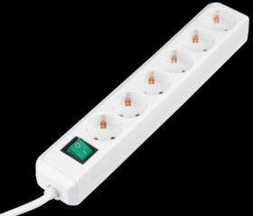 1159520015 Six-way socket outlet with switch, white
