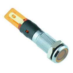 Yellow LED 8mm Flat Metal Panel Indicator 12V