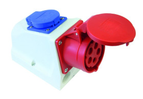 Gniazdo stałe KOMBI 32A 5P 400V + 2P+Z 230V /z okablowaniem/ IP44 9225-6f.