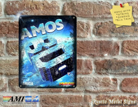 AMOS 3D - Amiga Box Artwork on Rustic - Metal Sign