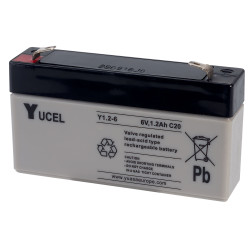 Yuasa Yuvolt Yucel Y1.2-6 Valve Regulated Lead Acid SLA Battery 6V 1.2Ah