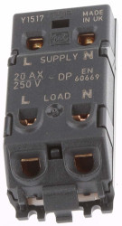 Moduł wkładki przełącznika, 20A, 2-biegunowy, IP2X, MK Electric