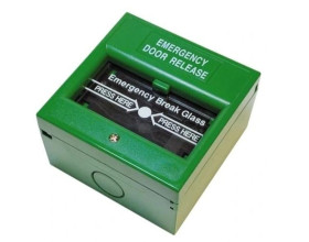 Przycisk wyjścia ewakuacyjnego NO/NC/COM, Zbij Szybkę, szklana szybka 86x86mm Fox GREEN-G
