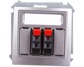 Simon Basic Gniazdo głośnikowe podwójne z polem opisowym stal inox BMGL3.01/21