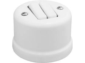 Łącznik podwójny schodowy natynkowy Retro ceramic 10A-250V~, biały