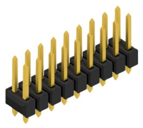 Pin header, 18 pole, pitch 2.54 mm, straight, black, 10054470