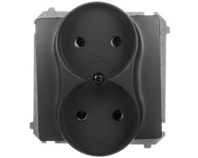 Simon Basic Gniazdo wtyczkowe podwójne b/u (moduł) 16A 250V zaciski śrubowe grafit matowy BMG2M.01/28