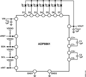 Charge Pump, 7-Channel Smart LED Driver with IC Interface