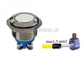 Przycisk chwilowy 16 mm płaski stal 36V - śrubki