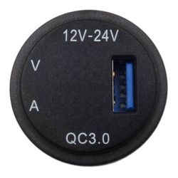 Ładowarka USB 12-24V /5V QC3.0 B BLUE z VOLT+AMPER