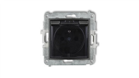 Mini Gniazdo Bryzgoszczelne Z/U Ip44 Z Przesłonami Klapka Dymna Grafitowe...