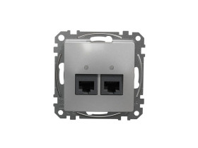 SEDNA DESIGN & ELEMENTS Gniazdo komputerowe 2xRJ45 kat.6 UTP srebrne aluminium SDD113462 SCHNEIDER ELECTRIC