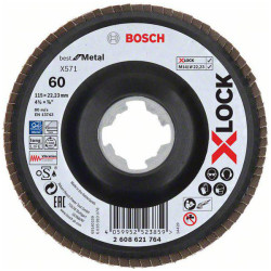Bosch 2608621764 X-LOCK Flap Disc 115mm Metal Grinding Zirconium Oxide