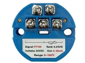 Przetwornik z czujnika PT100; 100°C; 4-20mA puszka