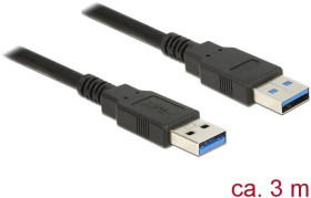 Kabel USB 3.0 typu a wtyk - USB 3.0 typu a, o długości 3,0 m, czarny