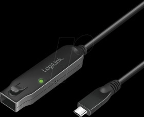 UA0418 USB 3.1 cable, C plug to port, amplifier, black, 5 m