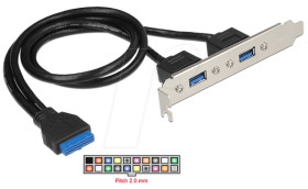 84836 Slot bracket USB 3.0 internal > 2x USB 3.0 A external