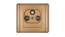 Flexi Gniazdo Antenowe Rtv-Sat Końcowe Multimedialne (Internet) Złoty Metalik...